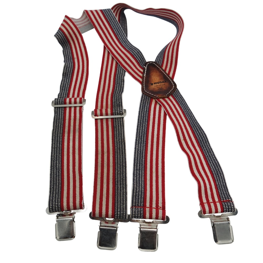 Husky CLC Mens American Flag Striped Work Suspenders Made in USA 46in NO H10USA